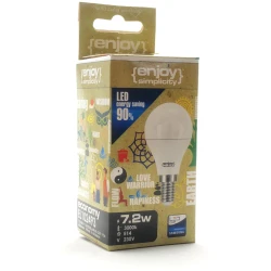 Λάμπα led σφαιρική Φ45 E14 7.2W 230V 3000k θερμό λευκό φως δέσμης 220° 806lumen