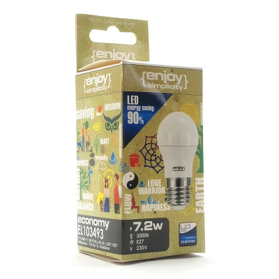 Λάμπα led σφαιρική Φ45 E27 7.2W 230V 3000k θερμό λευκό φως δέσμης 220° 806lm