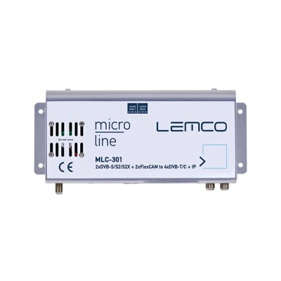 Επαγγελματικός ψηφιακός διαμορφωτής headend 2 δορυφορικών εισόδων 2×DVB-S/S2/S2X και 2×FlexCAM σε 4 εξόδους RF DVB-T/C και IPTV με υποστήριξη FlexCAM LEMCO MLC-301
