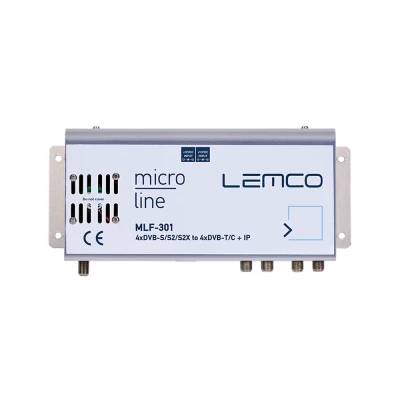 Επαγγελματικός διαμορφωτής headend 4 δορυφορικών εισόδων DVB-S/S2/S2X σε 4 εξόδους DVB-T/C RF και IPTV LEMCO MLF-301