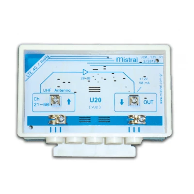 Ενισχυτής ιστού MISTRAL U20_5G 20dB UHF με ενσωματωμένο φίλτρο LTE 5G και τροφοδοτικό