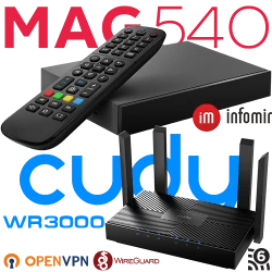 Set-top box MAG540 & router WIFI 6 διπλής ζώνης WR3000 CUDY 4K