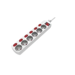 Πολύπριζο 6 θέσεων XX-G-6K6-21 με καλώδιο 1,5 m 3x1,5 mm και προστασία από υπερτάσεις