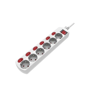 Πολύπριζο 6 θέσεων XX-G-6K6-21 με καλώδιο 1,5 m 3x1,5 mm και προστασία από υπερτάσεις