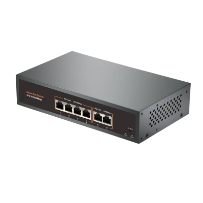 PoE switch HT42 με 4 θύρες PoE 10/100 Mbps, 2 θύρες Uplink 10/100 Mbps και ισχύ 60W