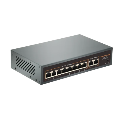 HT82 PoE switch 8 θυρών PoE 10/100Mbps και 2 θυρών uplink 100/1000Mbps 120W