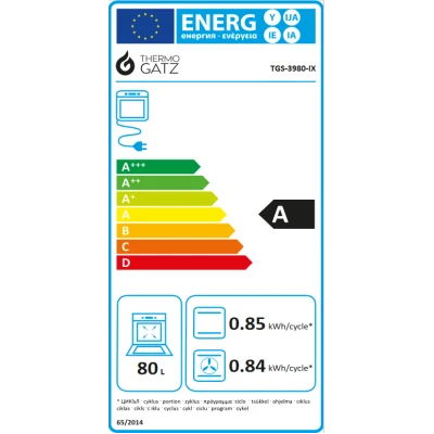 Κουζίνα μικτή TGS 3980 IX απόδοση 2,5 kW με 4 εστίες αερίου & ηλεκτρικό φούρνο 80lt 60×89,2×67cm