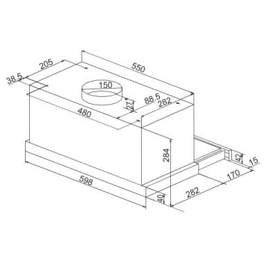 Συρόμενος απορροφητήρας 750ETR IX inox 60cm με Απορροφητικότητα 750m³/h Μ60×Υ30×Π30 cm