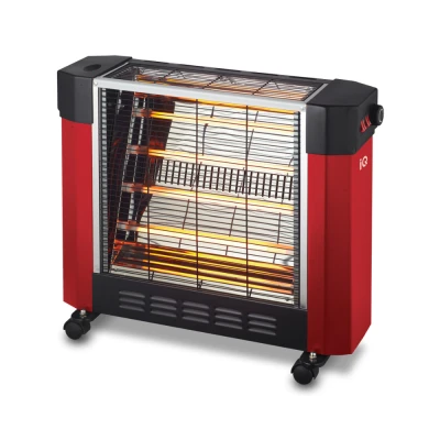 Θερμάστρα χαλαζία HT-1477 2400W με 3 επίπεδα θερμοκρασίας και ρόδες, κόκκινη Θερμάστρα χαλαζία HT-1477 2400W με 3 επίπεδα θερμοκρασίας και ρόδες, κόκκινη