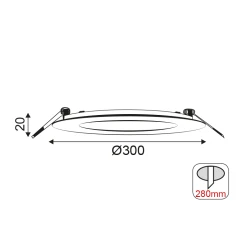 Led φωτιστικό Slim Panel NETTO στρόγγυλο σε νίκελ ματ χρώμα 26W με ενδιάμεσο χρώμα φωτός 4000K 1880Lm 230V & διάμετρο Φ300mm