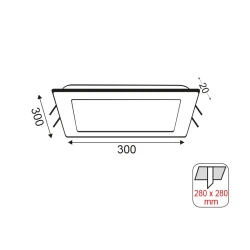 Τετράγωνο Χωνευτό LED Panel 26W με Θερμό Λευκό Φως 3000K 30x30εκ.