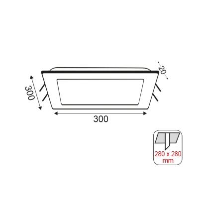 Τετράγωνο Χωνευτό LED Panel 26W με Θερμό Λευκό Φως 3000K 30x30εκ.