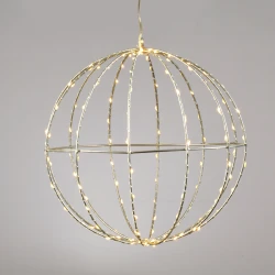 Διακοσμητική κρεμαστή μπάλα 3D με 240 ΜΙΝΙ LED λαμπάκια σε θερμό χρώμα φωτός & ασημί καλώδιο χαλκού IP44