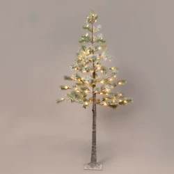 Διακοσμητικό χριστουγεννιάτικο δέντρο "SNOW PINE TREE" με 128 LED λαμπάκια σε θερμό χρώμα φωτός  IP44 26x26x240cm
