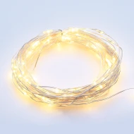 100 LED λαμπάκια σε σειρά 2,25W με θερμό χρώμα φωτός  ασημί καλώδιο χαλκού & χρονοδιακόπτη IP44 10m