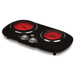 Κεραμική εστία διπλή KC-1243 black 1200W + 900W με διαμ. 15εκ και 18εκ