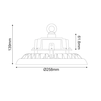 Κάμπανα LED ASTREK DIM 1-10V 100W ψυχρό χρώμα φωτός 15.000lm 5000K 90° IP65  50.000HRS
