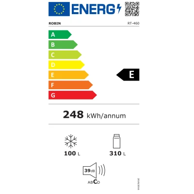 Ψυγείο δίπορτο Robin Rt-460 λευκό 410lt Π70.3xΒ70.3xΥ168cm με σύστημα Full No Frost