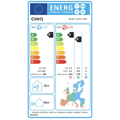 Air condition CHIQ 12DK 12000BTU με wifi, φίλτρο 3 σε 1, ιονιστή και ενεργειακή κλάση A++/A+++