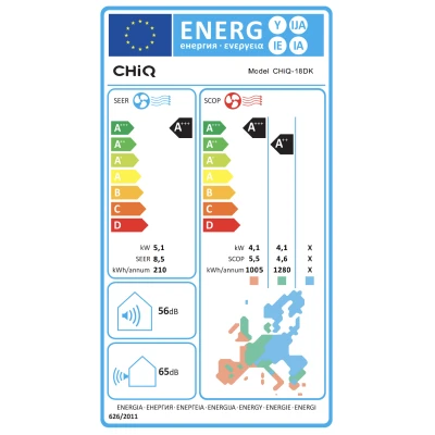 Air condition CHIQ 18DK 18000BTU με WiFi, φίλτρο 3 σε 1, ιονιστή και ενεργειακή κλάση A++/A+++