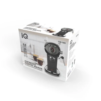 Αυτόματη μηχανή espresso IQ CM-185 black 20 bar με ισχύ 1050W και δοχείο νερού 0,8 lt