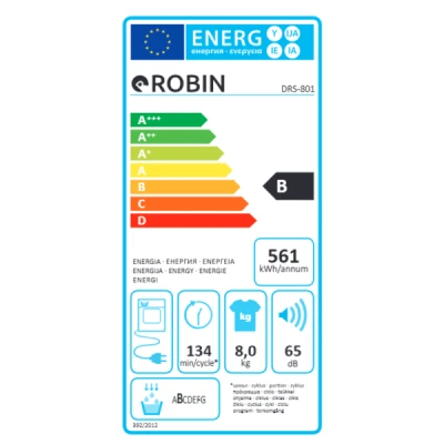 Στεγνωτηριο Robin DRS-801 χωρητικότητας 8Kg Π59,6xΒ60,9xΥ85,5cm