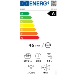 Πλυντήριο ρούχων Robin RB-1210Bgr μαύρο χωρητικότητας 10Kg Π60xΒ60xΥ84,5cm