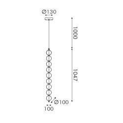 Κρεμαστό φωτιστικό  LED 14W θερμό χρώμα φωτός 3000K 1050lm  IP20 χρυσό αλουμινίου & ακρυλικό 