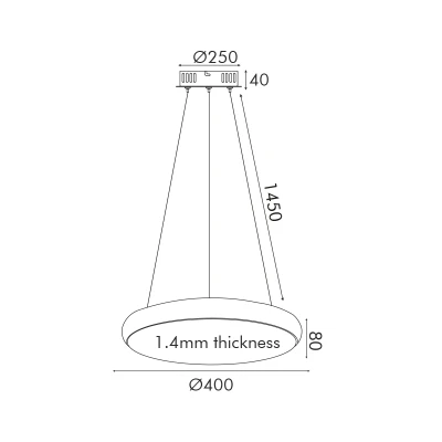 Κρεμαστό φωτιστικό KALLISTA LED 32W 2560LM CCT με δυνατότητα επιλογής φωτισμού λευκό χρώμα μεταλλικό D40xH8cm