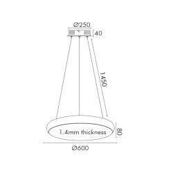 Φωτιστικό κρεμαστό LED KALLISTA 54W 4320L CCT με δυνατότητα επιλογής φωτισμού λευκό χρώμα μεταλλικό D60XH8cm