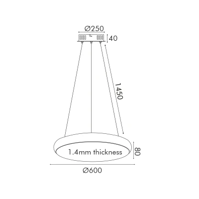 Φωτιστικό κρεμαστό LED KALLISTA 54W 4320L CCT με δυνατότητα επιλογής φωτισμού λευκό χρώμα μεταλλικό D60XH8cm