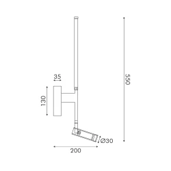 Επίτοιχο φωτιστικό LED 5W + COB θερμό χρώμα φωτός 3000K 700lm μαύρο αλουμίνιο & ακρυλικό IP20