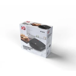 Τοστιέρα μαύρη IQ ST-612 750W με αντικολλητικές πλάκες και εργονομικό κλείδωμα