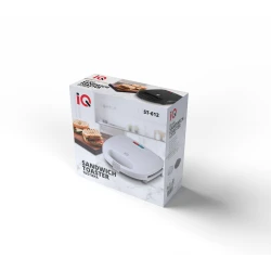 Τοστιέρα λευκή IQ ST-612 750W με αντικολλητικές πλάκες γκριλ και αντιθερμική λαβή