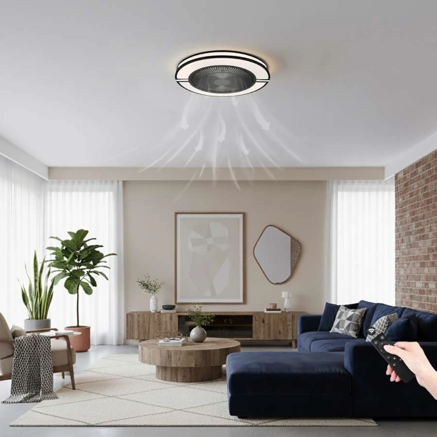 Φωτιστικό LED με ανεμιστήρα 72W CCT DIMMABLE 5500LM 220-240V Φ50x15,5cm σε μαύρο και λευκό χρώμα