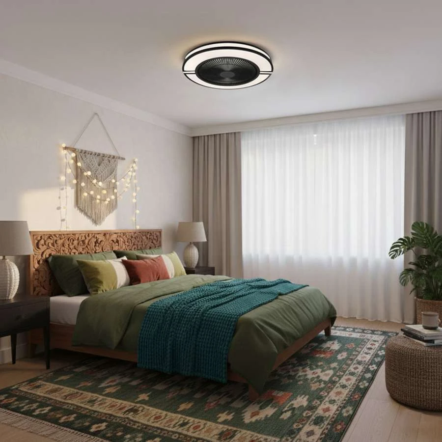 Φωτιστικό LED με ανεμιστήρα 72W CCT DIMMABLE 5500LM 220-240V Φ50x15,5cm σε μαύρο και λευκό χρώμα