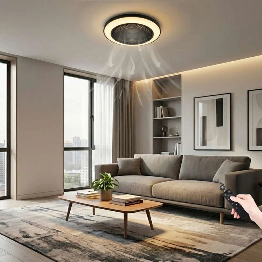Φωτιστικό LED με ανεμιστήρα 72W CCT DIMMABLE 5500LM 220-240V Φ49x14,5cm σε μαύρο και λευκό χρώμα