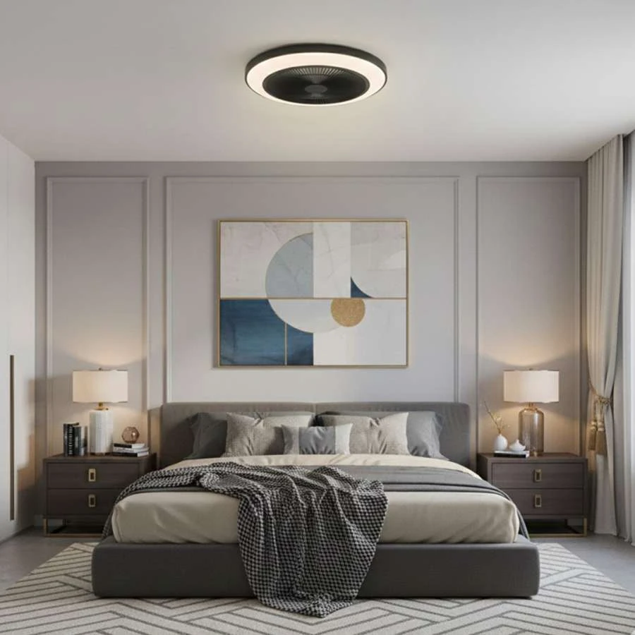 Φωτιστικό LED με ανεμιστήρα 72W CCT DIMMABLE 5500LM 220-240V Φ49x14,5cm σε μαύρο και λευκό χρώμα