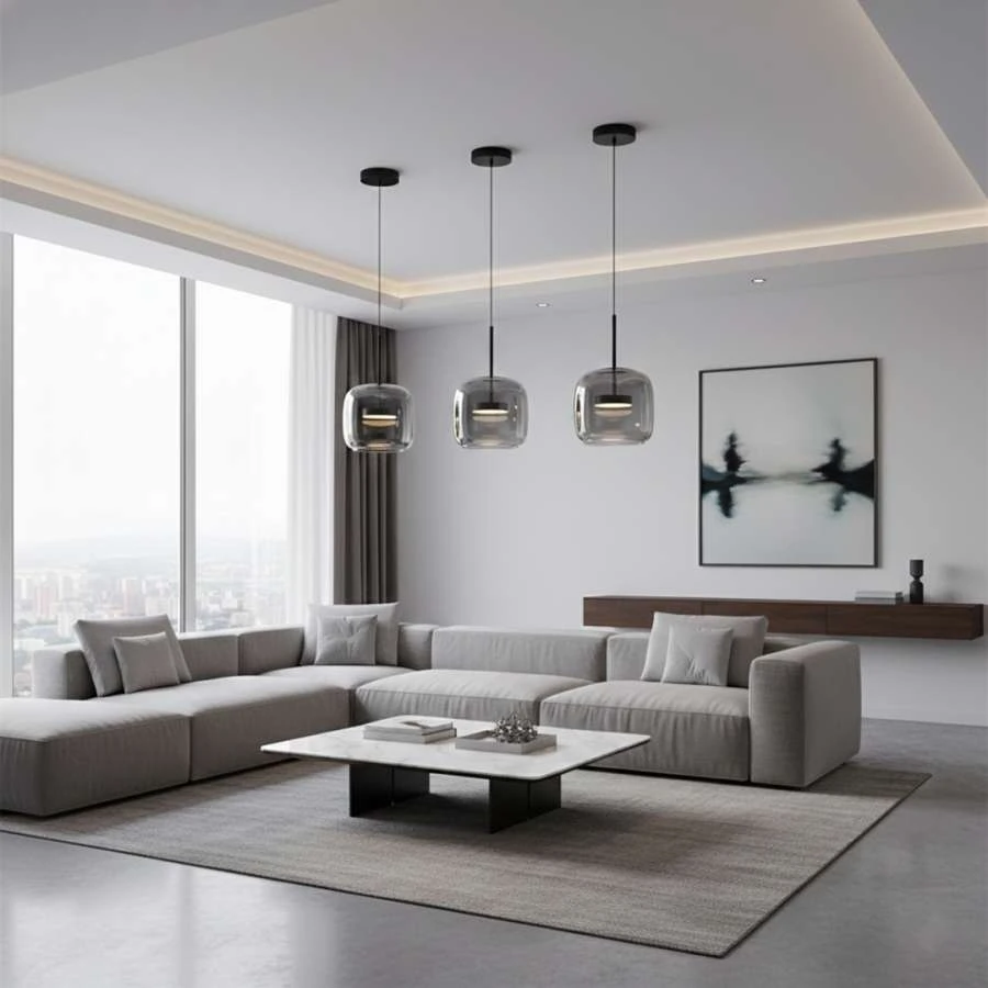Φωτιστικό LED κρεμαστό μονόφωτο Bristol 12W με δυνατότητα επιλογής φωτός 3 CCT (3000K/4000K/6000K) από διακόπτη σε μαύρο χρώμα