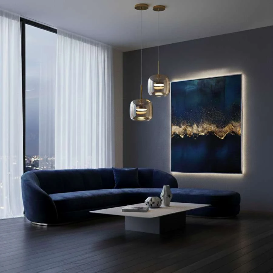 Φωτιστικό LED κρεμαστό μονόφωτο Bristol Gold 12W με δυνατότητα επιλογής φωτός 3 CCT (3000K/4000K/6000K) από διακόπτη σε χρυσό+λευκό χρώμα