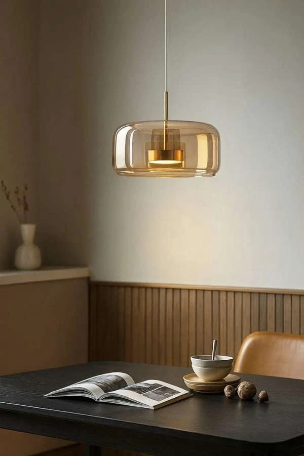 Φωτιστικό LED κρεμαστό μονόφωτο London Gold 12W με δυνατότητα επιλογής φωτός 3 CCT (3000K/4000K/6000K) από διακόπτη σε χρυσό+λευκό χρώμα