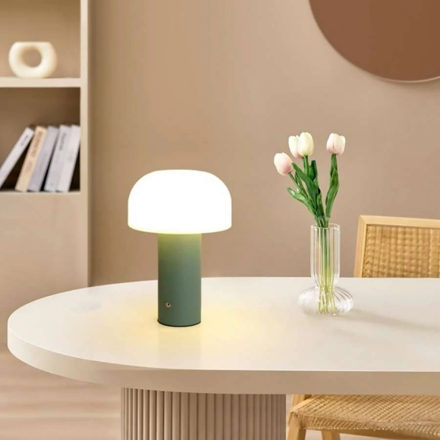 Επιτραπέζιο επαναφορτιζόμενο φωτιστικό LED CCT IP44 με USB, DIMMABLE και TOUCH CONTROL Η23cm x Φ15cm σε πράσινο και λευκό χρώμα