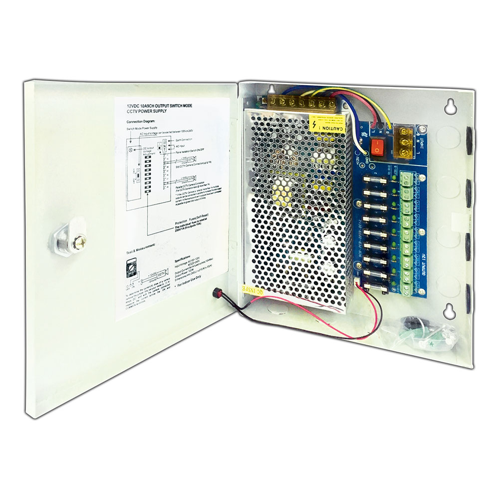 Τροφοδοτικό AMR-1209C-10A για C.C.T.V. 12V 10A 9 καναλιών