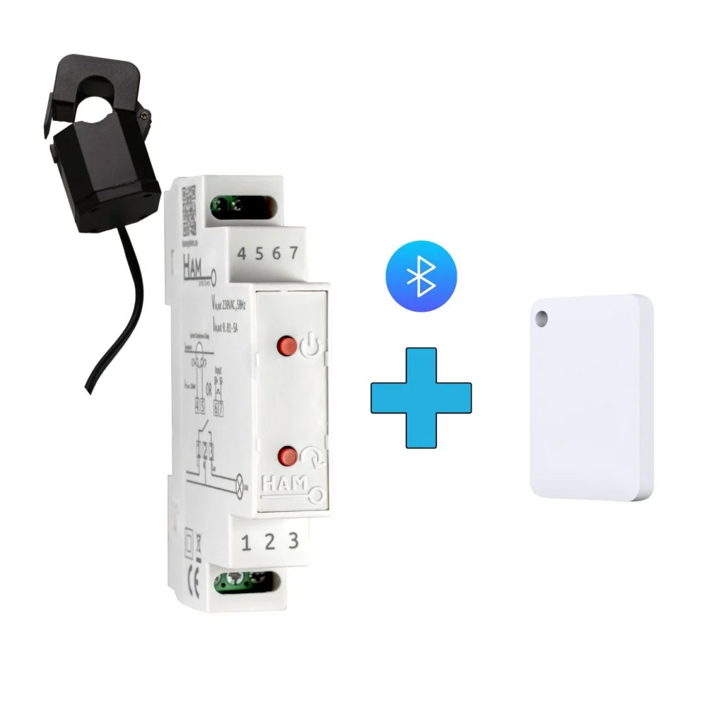 Bluetooth καρτοδιακόπτης HAM με διακόπτη ράγας Wi-Fi DinSwitchM, BLE Tag και μέτρηση κατανάλωσης έως 80A