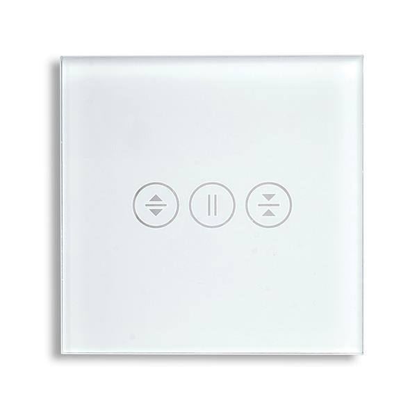 Smart Wi-Fi Γυάλινο πάνελ διακόπτη αφής ρολών σε άσπρο χρώμα για έλεγχο ρολών πόπρτας παραθύρου μέσω smartphone 85x85x10mm wifi & zigbee