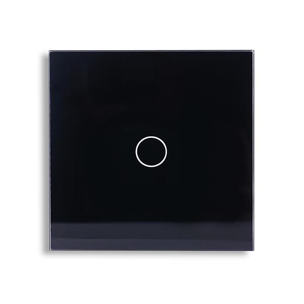 Smart Wi-Fi Γυάλινο πάνελ απλού διακόπτη αφής σε μαύρο χρώμα για έλεγχο φωτισμού μέσω smartphone 85x85x10mm wifi & zigbee