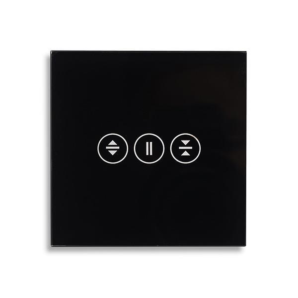 Smart Wi-Fi Γυάλινο πάνελ διακόπτη αφής ρολών σε μαύρο χρώμα για έλεγχο ρολών πόπρτας παραθύρου μέσω smartphone 85x85x10mm wifi & zigbee
