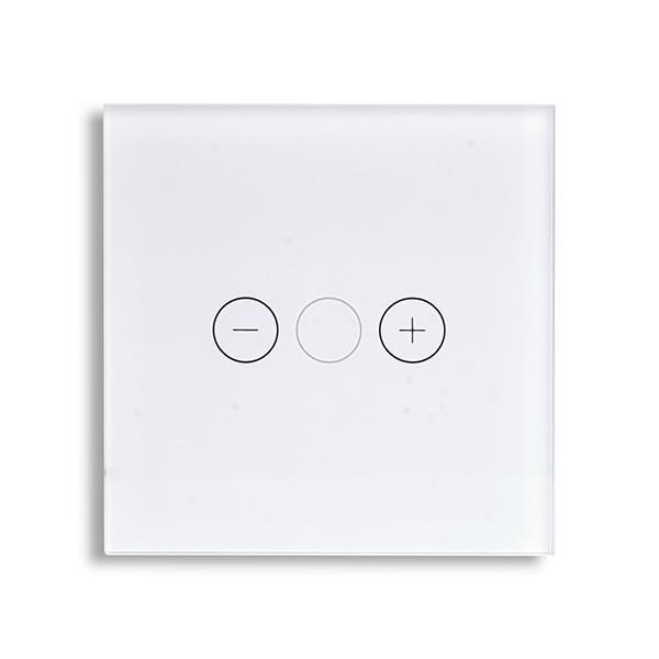 Smart Wi-Fi Γυάλινο πάνελ διακόπτη dimmer (ροοστάτης) αφής σε άσπρο χρώμα για έλεγχο φωτισμού μέσω smartphone 85x85x10mm wifi & zigbee