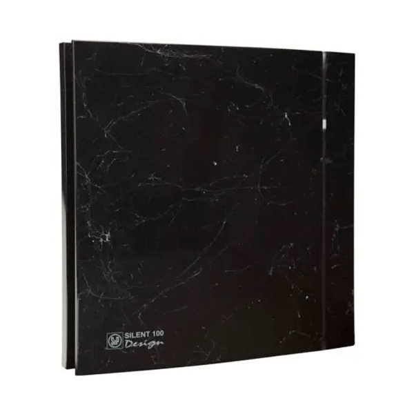 Αθόρυβος εξαεριστήρας μπάνιου SILENT DESIGN 100 CZ μαύρο MARBLE 8W Φ99 με τάμπερ και αντικραδασμική τεχνολογία