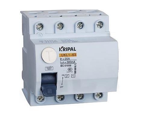 Ρελέ διαρροής KRIPAL UKL1-63 4x40A 30mA